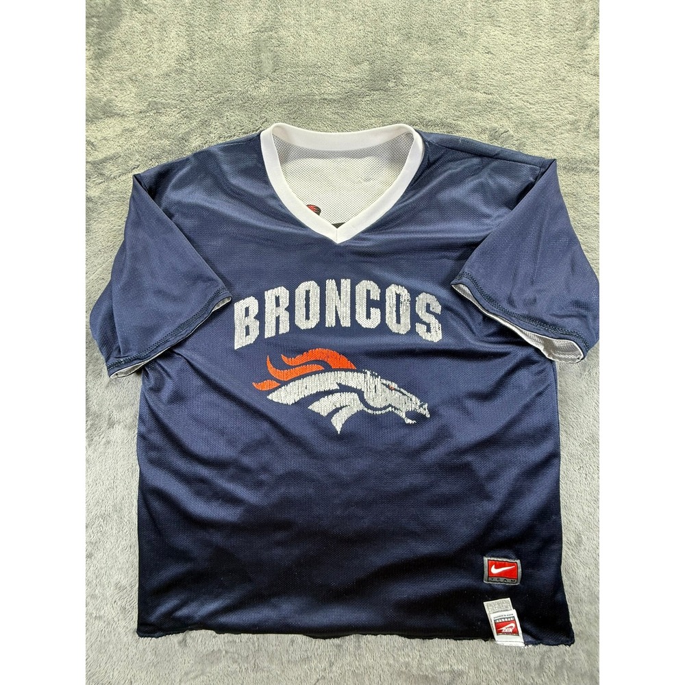 Nike Team Denver Broncos NFL Flag Reversible Jersey Navy White Mens XL